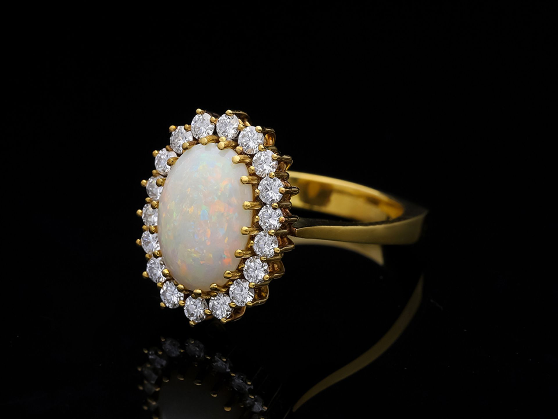 Ring Opal 750 / 18 Yellow Gold Diamond - Image 2 of 6