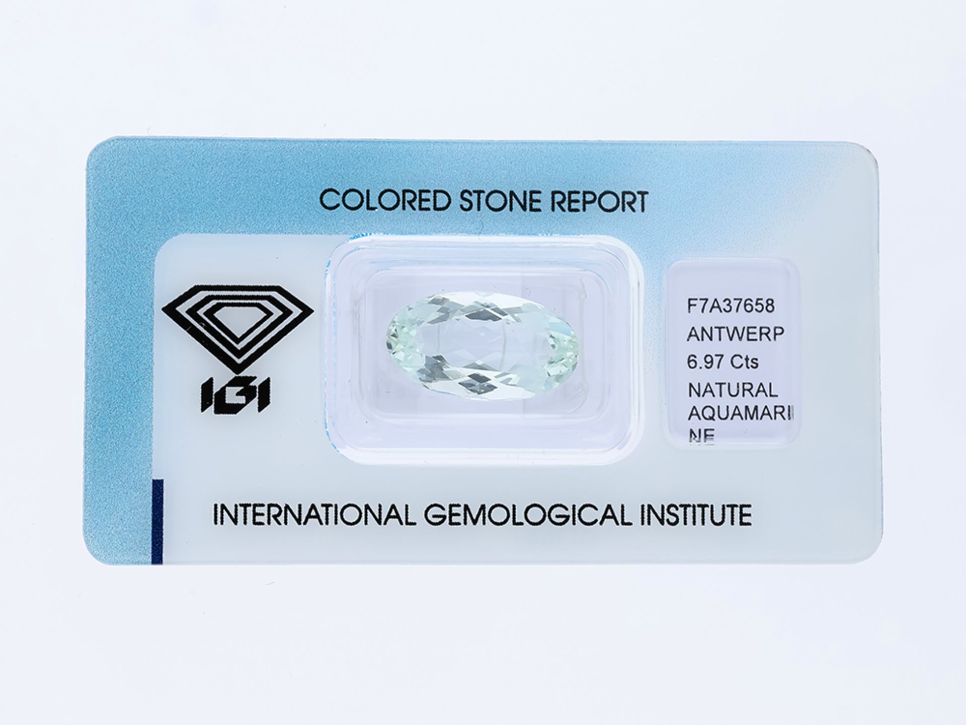 Gemstone Aquamarine approx. 6,97 ct. with IGI Report