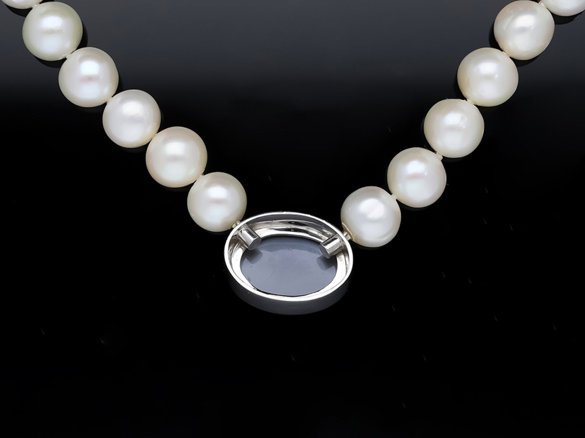 Chain with South Sea Pearl 585/14 White Gold Freshwater Pearls Quartz - Image 3 of 6