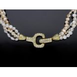 Yellow Gold Chain with Freshwater Pearl and Diamond