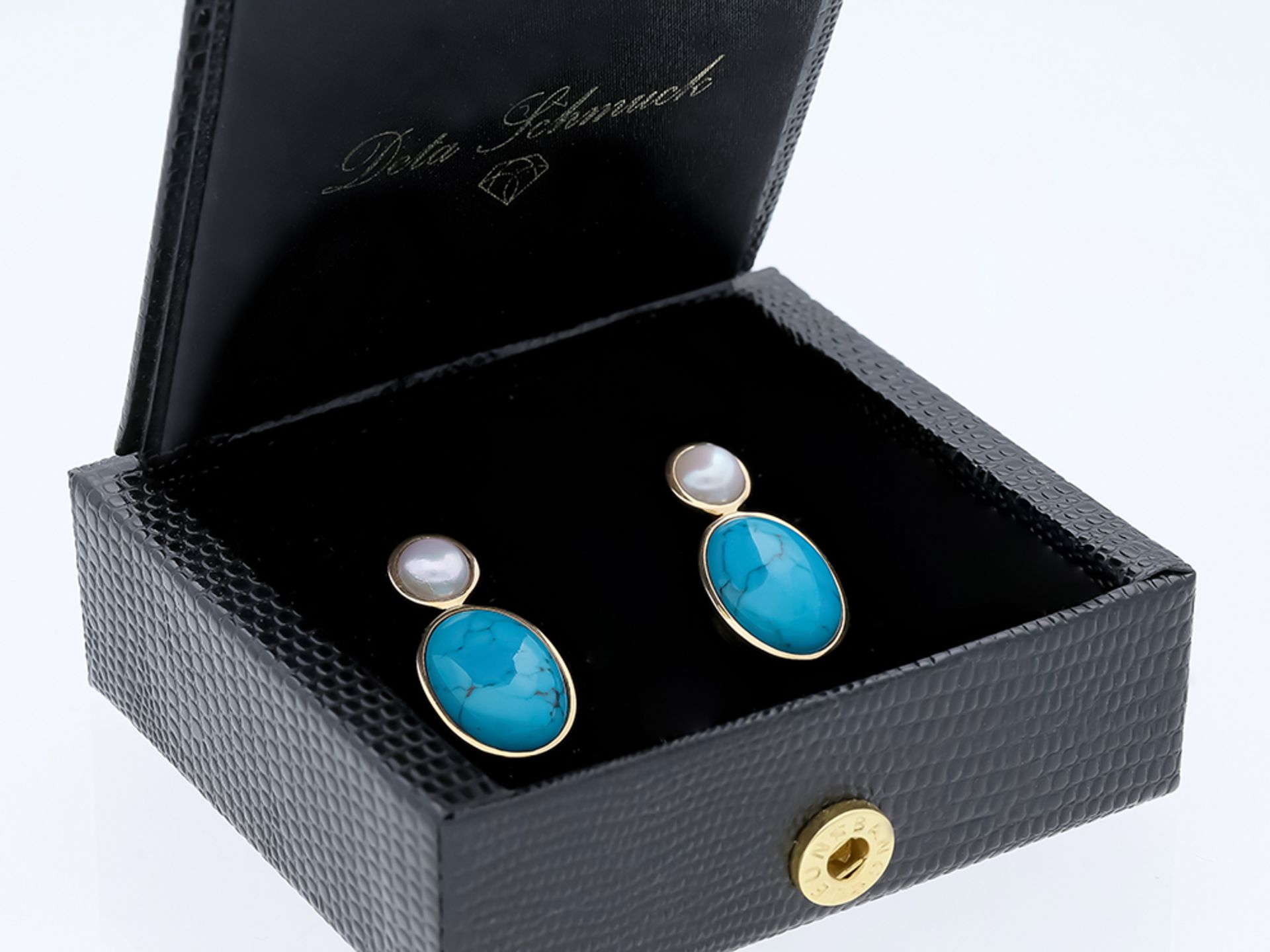 Studs Turquoise Akoya Pearl 585 / 14 Pink Gold - Image 8 of 8