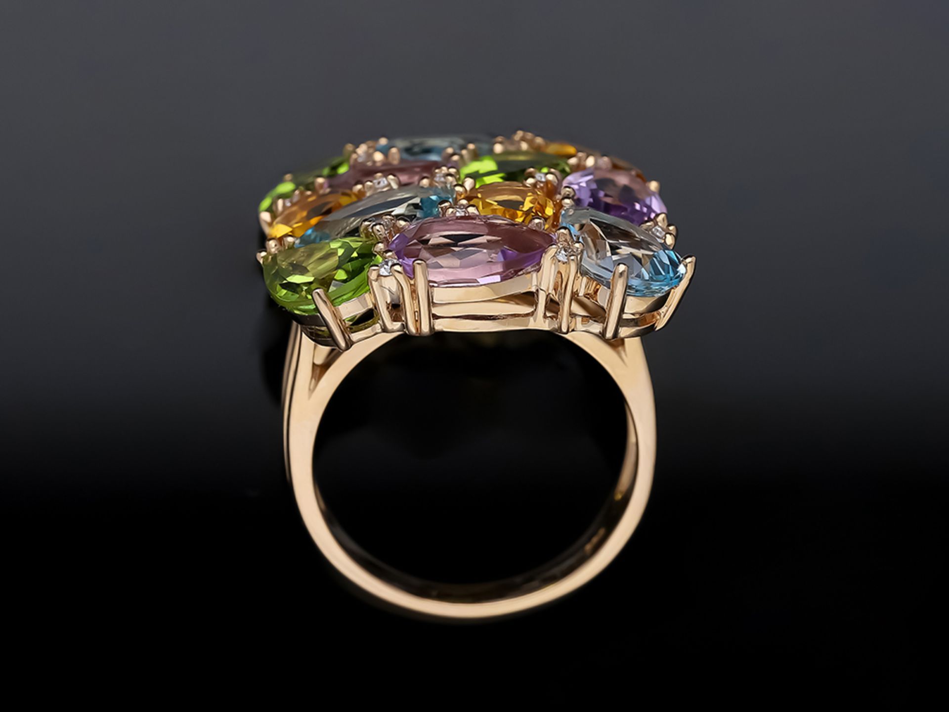 Ring Topas Peridot Citrin Amethyst 585 / 14 Karat Rose Gold - Bild 6 aus 8