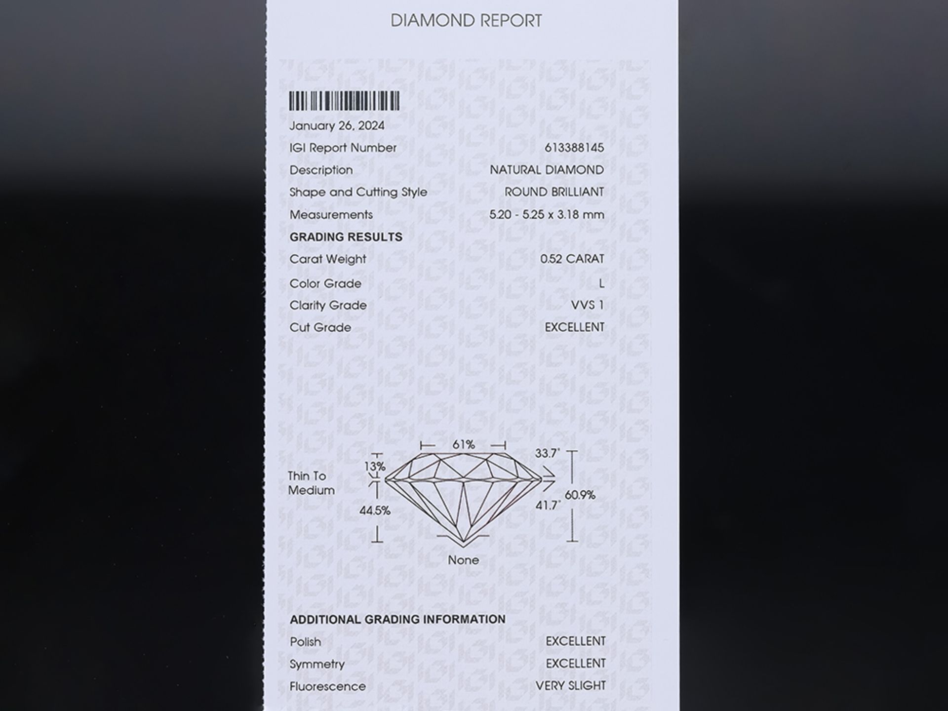 Diamond 0,47 ct. with IGI Report - Image 5 of 5