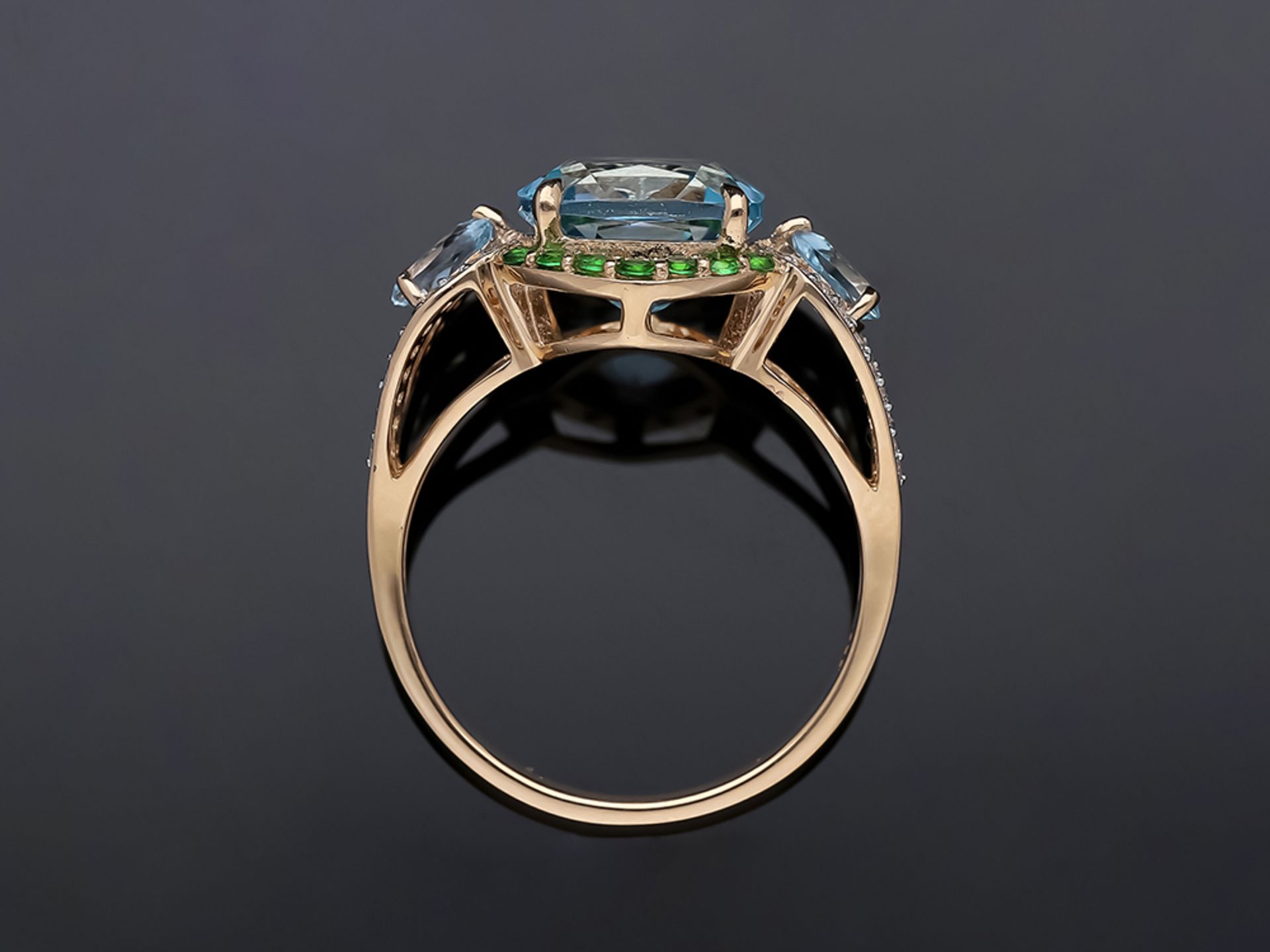 Ring Topaz Tsavorith 585 / 14 Pink Gold Diamond - Image 6 of 8