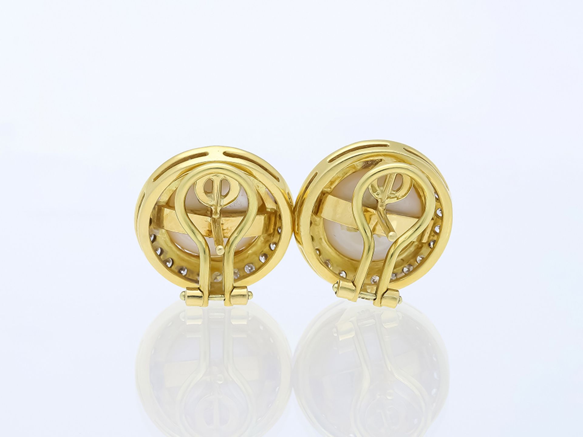 Earrings 750/18 Yellow Gold Diamond - Image 3 of 6