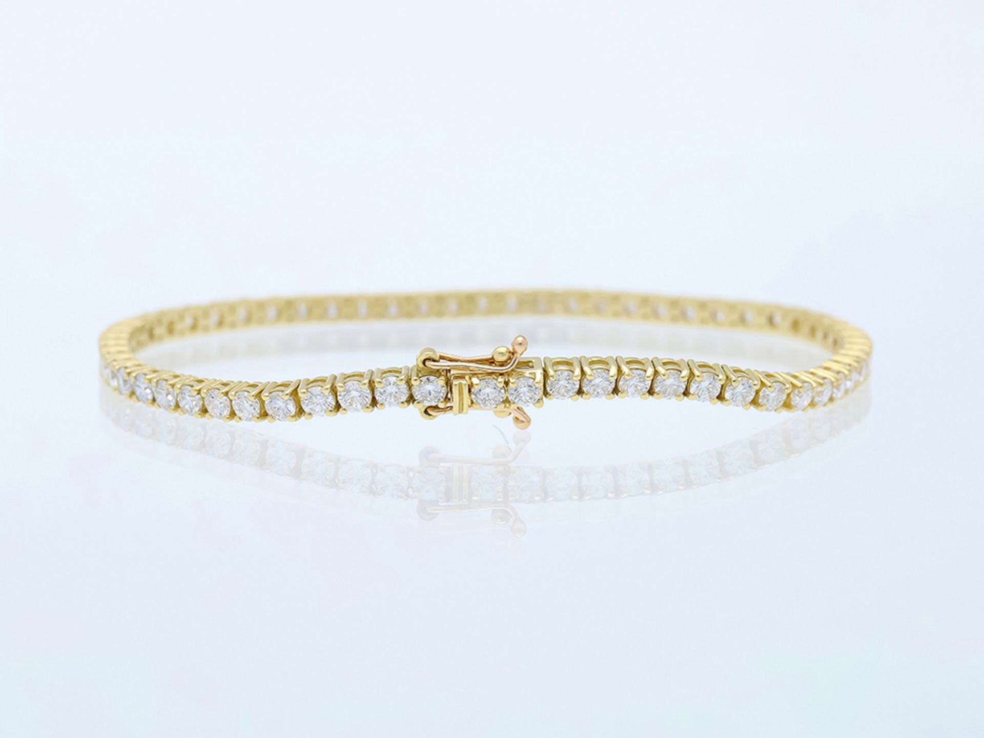 Armband mit 4,35 Karat Diamanten in 750 / 18 Karat Gelbgold mit HRD Expertise - Bild 2 aus 6