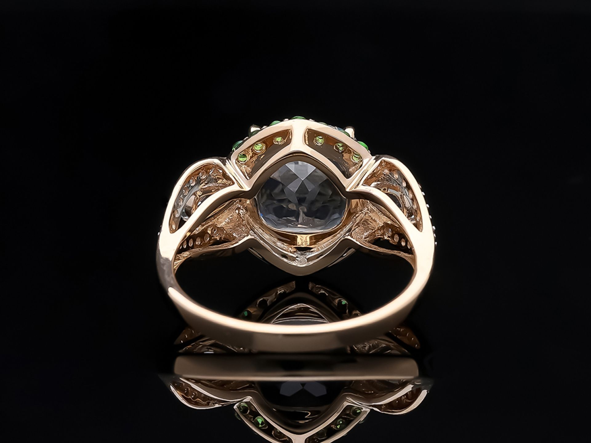 Ring Topaz Tsavorith 585 / 14 Pink Gold Diamond - Image 4 of 8