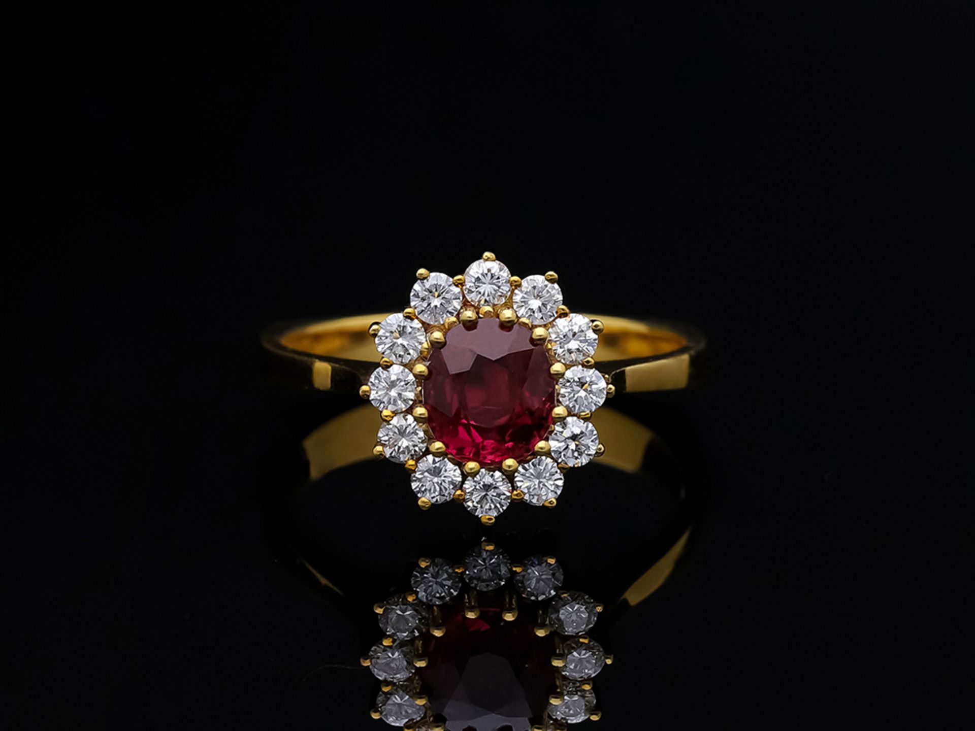 Ring Rubin Diamant 750 / 18 Karat Gelbgold