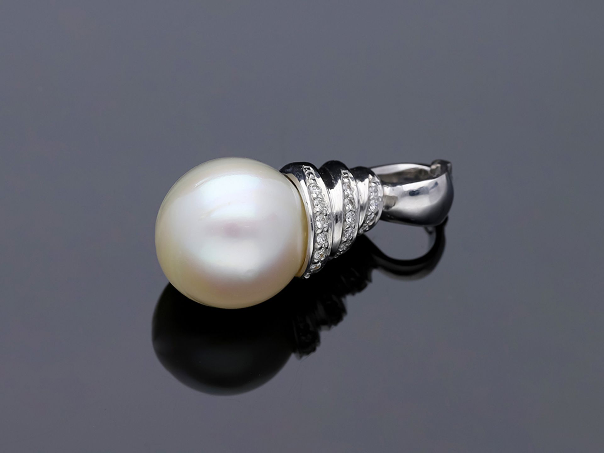 Pendant South Sea Pearl 750 / 18 White Gold Diamond