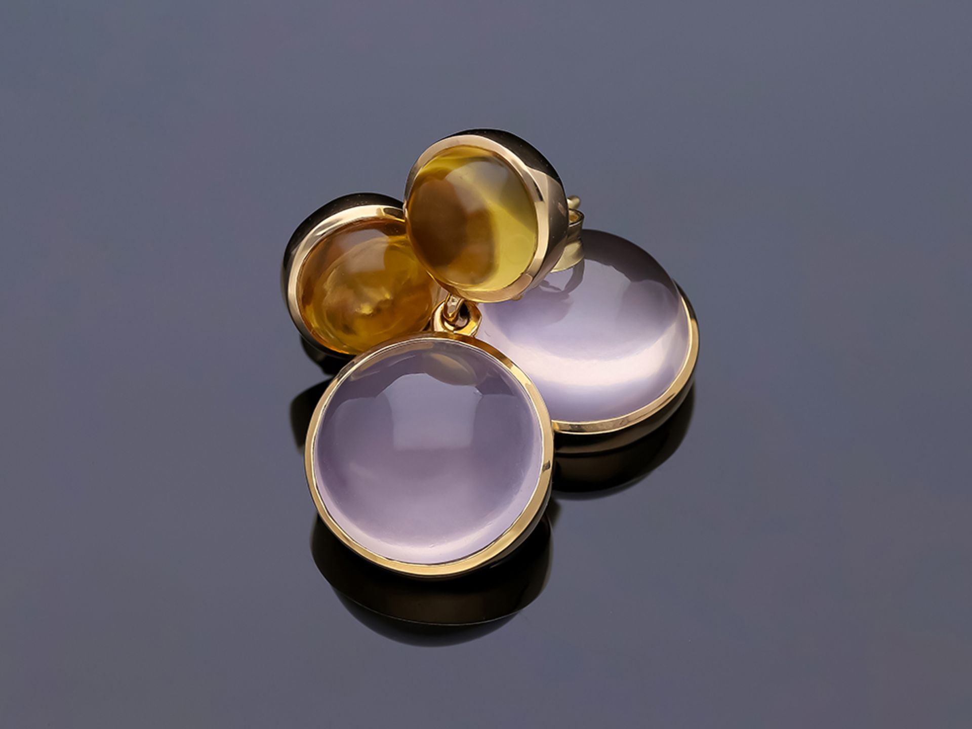 Studs Citrine Quartz 14 kt Pink Gold - Image 5 of 8