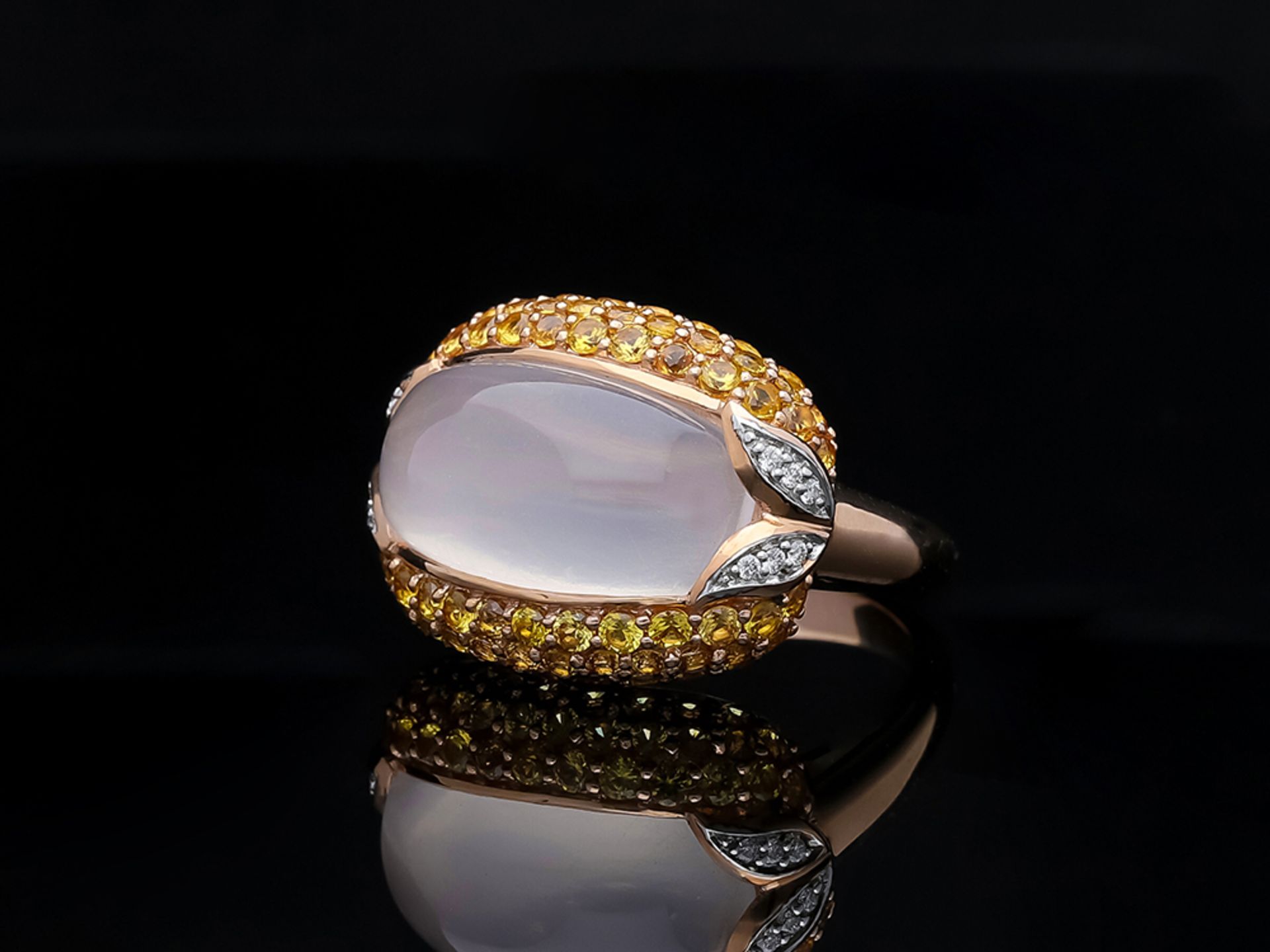 Ring Quartz Sapphire 585 / 14 Pink Gold Diamond - Image 2 of 8