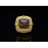 Ring Quartz Sapphire 585 / 14 Pink Gold Diamond