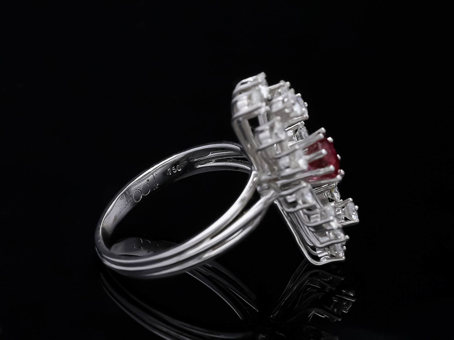 18 kt White Gold Ruby Diamond Ring - Image 4 of 6