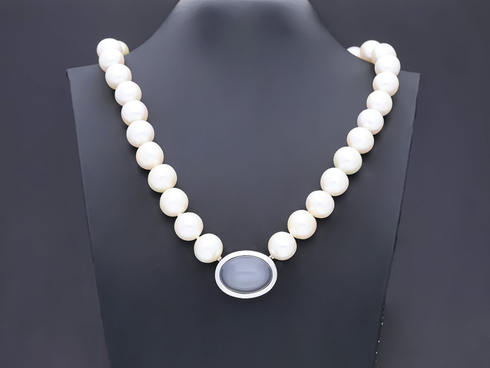 Chain with South Sea Pearl 585/14 White Gold Freshwater Pearls Quartz - Image 2 of 6