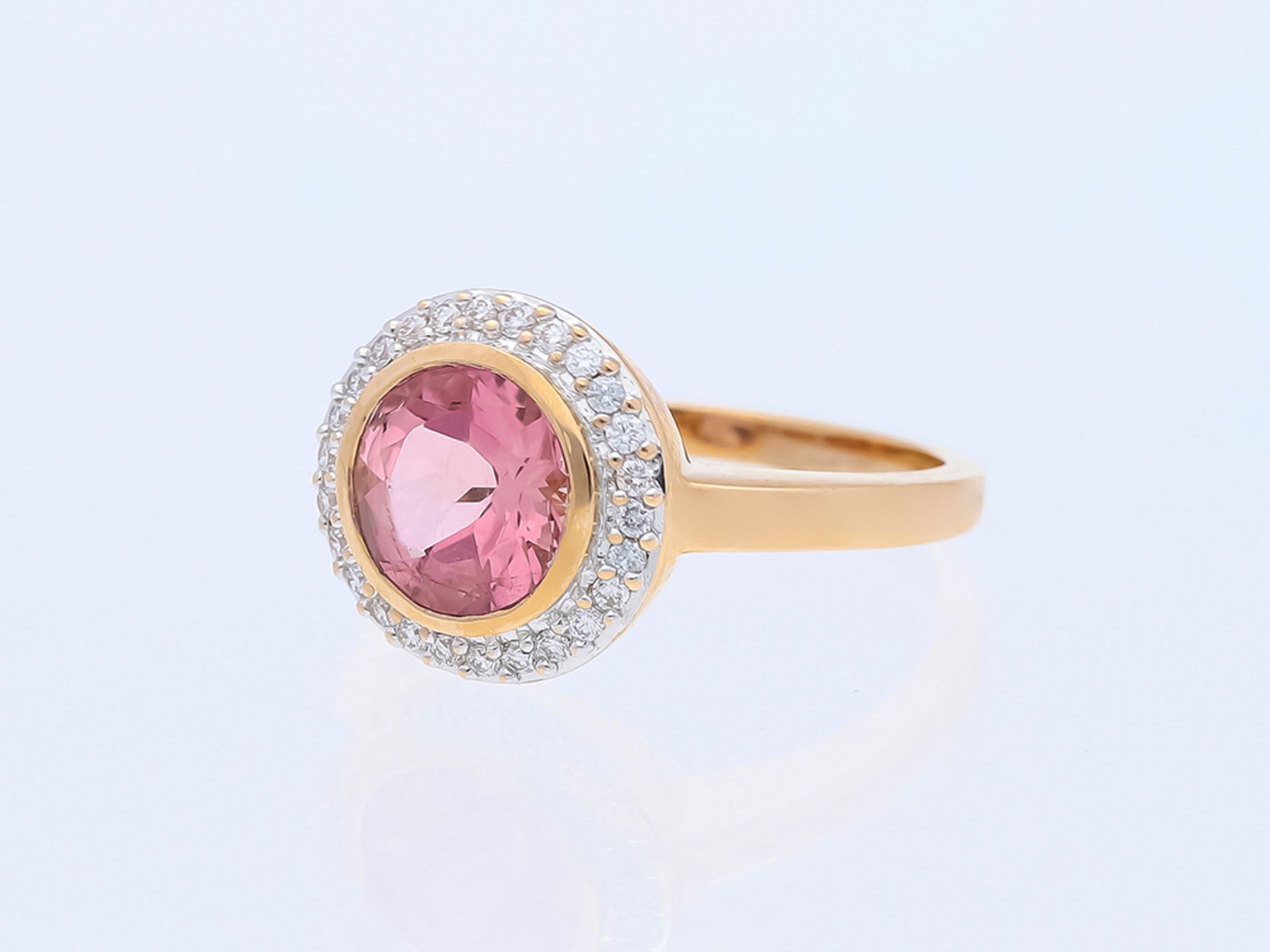 Ring Tourmaline 585 / 14 Pink Gold Diamond - Image 3 of 8