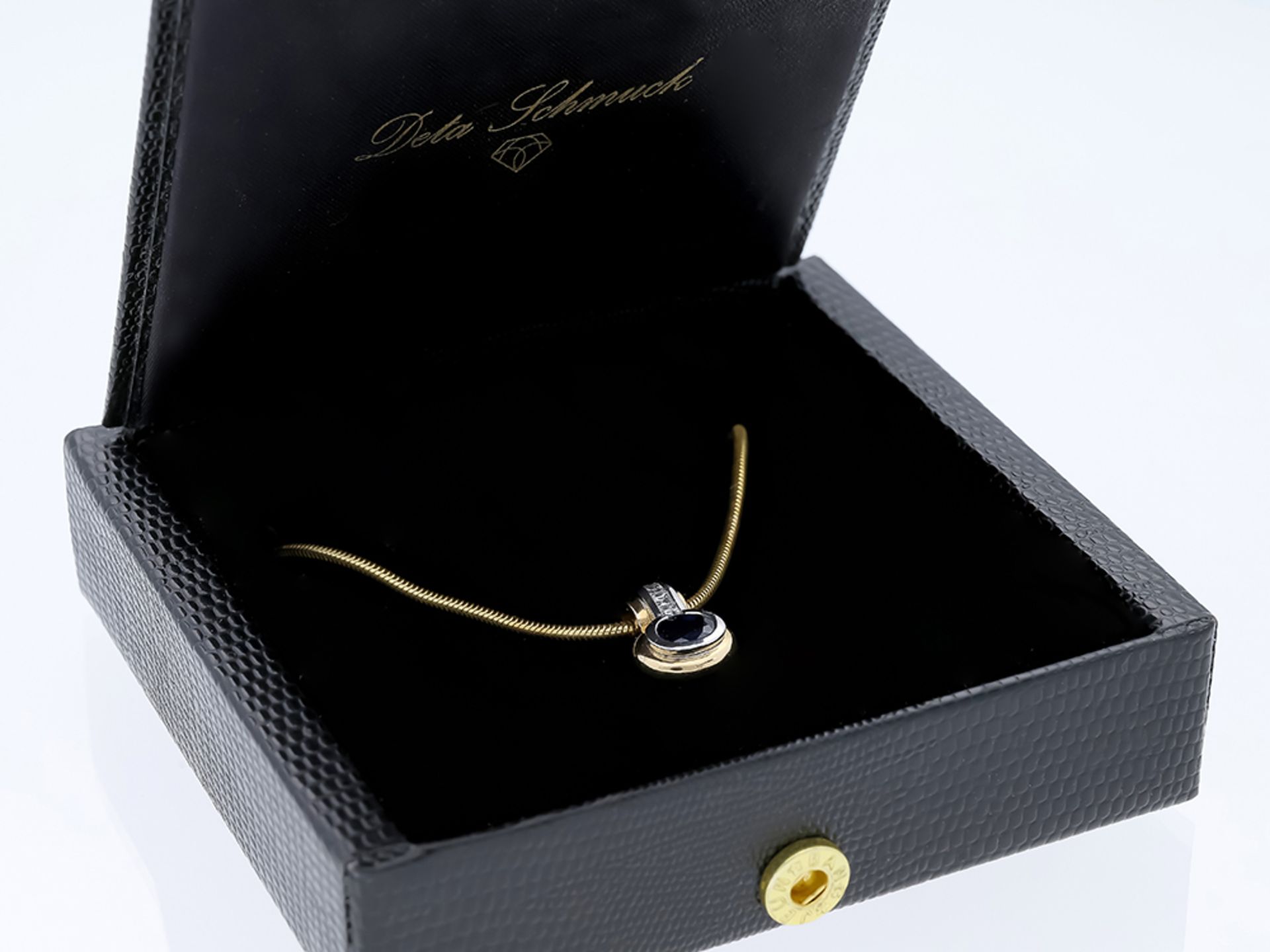 Halskette mit Anhänger Saphir Diamant 585 / 14 Karat Gelbgold - Bild 6 aus 6