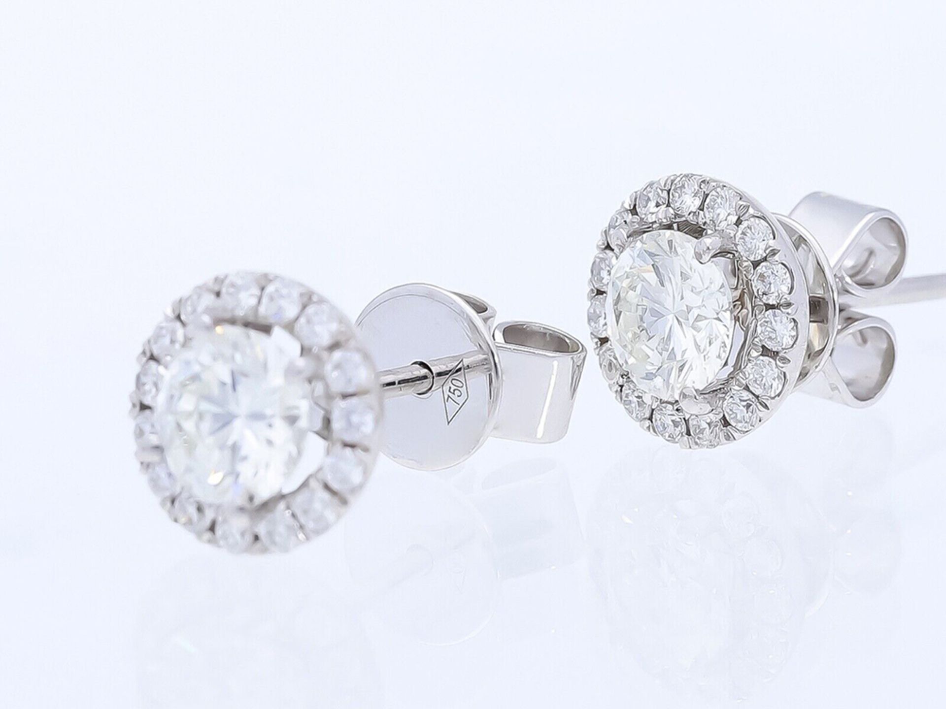 Earrings Diamond 750 / 18 White gold with IGI Report - Image 3 of 6