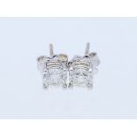 Earrings Diamond 750 / 18 White gold with GIA Report