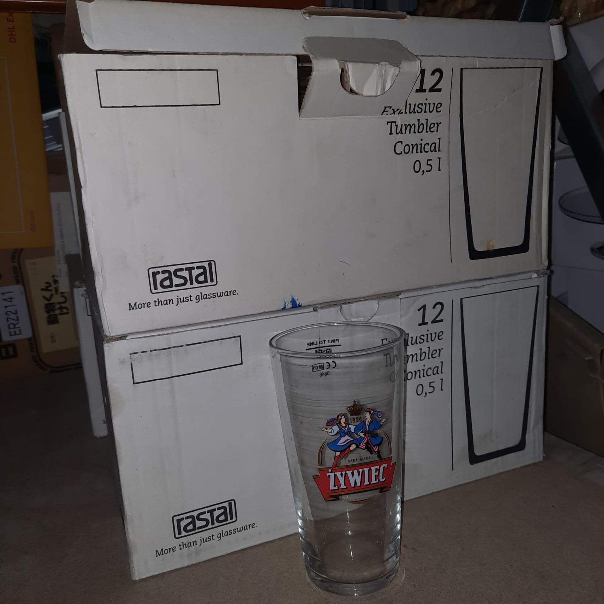 X 3 BOXES OF 12 ZYWIEC PINTS GLASS ALL NEW & BOXED - SALEROOM BOTTOM OF ROW (E).