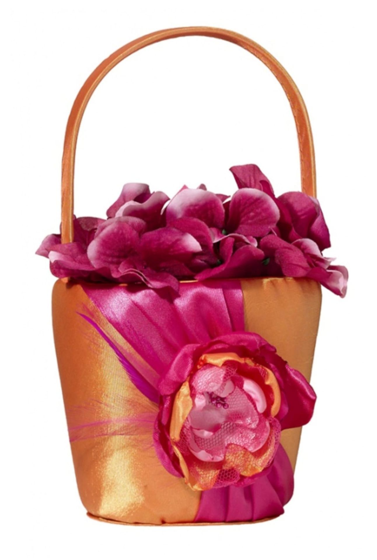 RRP £179.40 - X 12 BRAND NEW & BOXED LILLIAN ROSE HOT PINK/ORANGE FLOWER GIRLS BASKET - SALEROOM