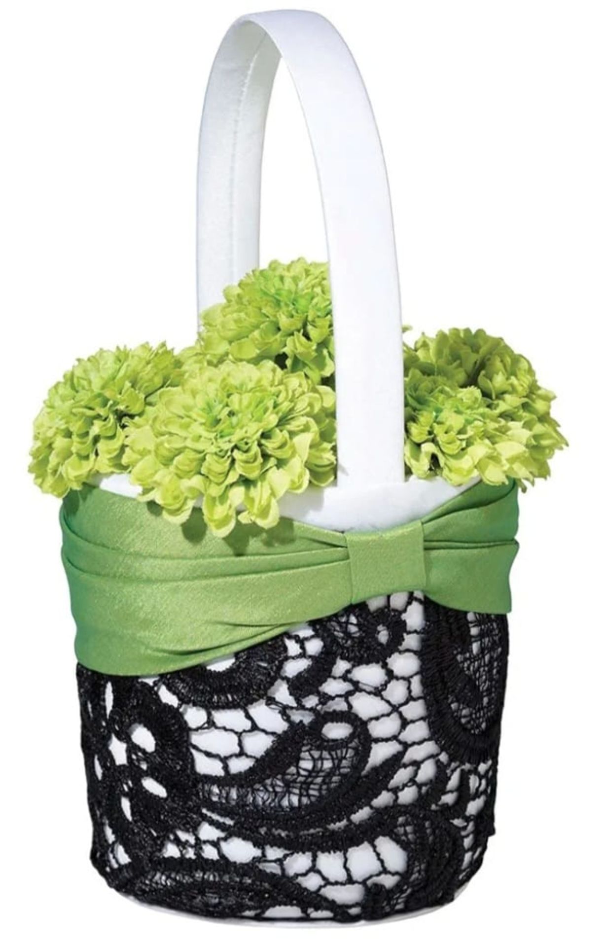 RRP £179.40 - X 12 BRAND NEW & BOXED LILLIAN ROSE GREEN & BLACK FLOWER GIRLS BASKET - SALEROOM ON