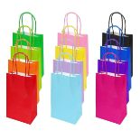 X 130 NEW PAPER BAGS WITH HANDLES IN VARIOUS COLOURS, NOTE: THEY ARE ONLY YELLOW & GREEN, BEEN