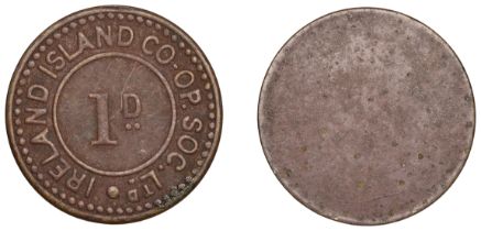 Bermuda, IRELAND ISLAND, Ireland Island Co-Operative Society Ltd, One Penny, uniface, brass,...