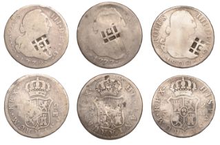 Cuba, Province of Trinidad, Spanish 2 Reales (3), 1772, 1777, 1808, all countermarked on obv...