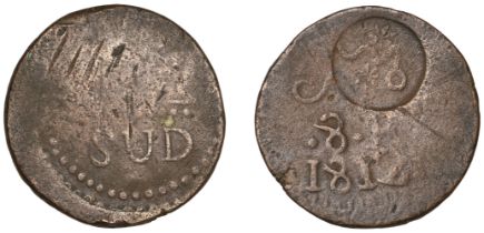 Mexico, Insurgent Countermarked coinage, Morelos, copper 8 Reales, 1812, Oaxaca, rev. counte...