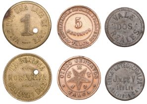 El Salvador, Berlin, J.v. de V., 2 Reales, white metal (?), 23mm (Rulau Usu 10); PANAMA, Hor...