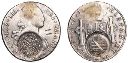 Brazil, Minas Gerais, 960 RÃ©is, a Charles IV 8 Reales, PotosÃ­ (1807pj?), obv. countermarked...