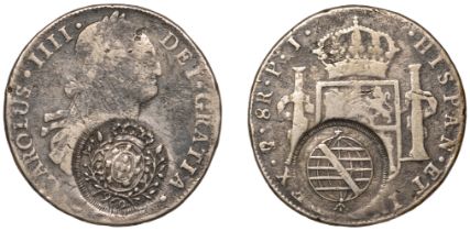 Brazil, Minas Gerais, 960 RÃ©is, a Charles IV 8 Reales, PotosÃ­, obv. countermarked with crown...