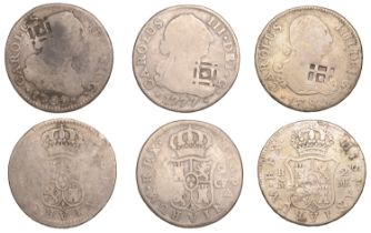 Cuba, Province of Trinidad, Spanish 2 Reales (3), 1777, 1782, 1789, all countermarked on obv...