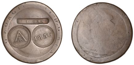 Great Britain, George III, Penny, 1797, obv. countermarked st thomas incuse, ata monogram an...