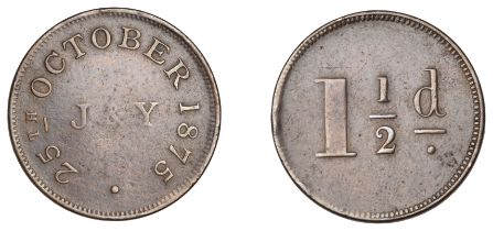 British Honduras, COROZAL, Jones & Young, Threehalfpence, 1875, copper, 20mm (Lyall 131). Fi...