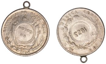 Costa Rica, 50 Centavos, 1890gw, obv. countermarked un colon within a circular indent, rev....