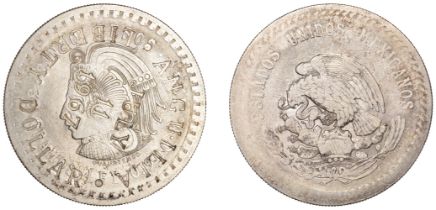 Anguilla, Liberty Dollar, a Mexico 5 Pesos, 1948, obv. countermarked incuse anguilla liberty...