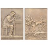 FRANCE, J.H. Fabre, 1911 [issued 1925], a bronze plaque by L. Patriarche, seated figure of F...