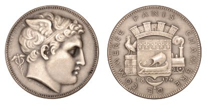 FRANCE, Chambre de Commerce, Paris, 1874, a silver medal signed F.L. and P.B. for Barbedienn...