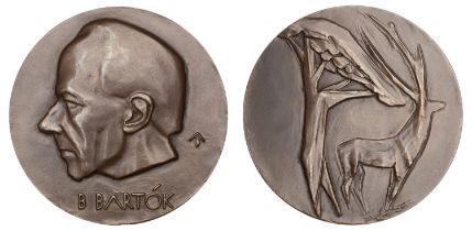 HUNGARY, BÃ©la BartÃ³k, 1958 [struck 1981], a bronze medal by A. Beck, bust left, rev. composi...