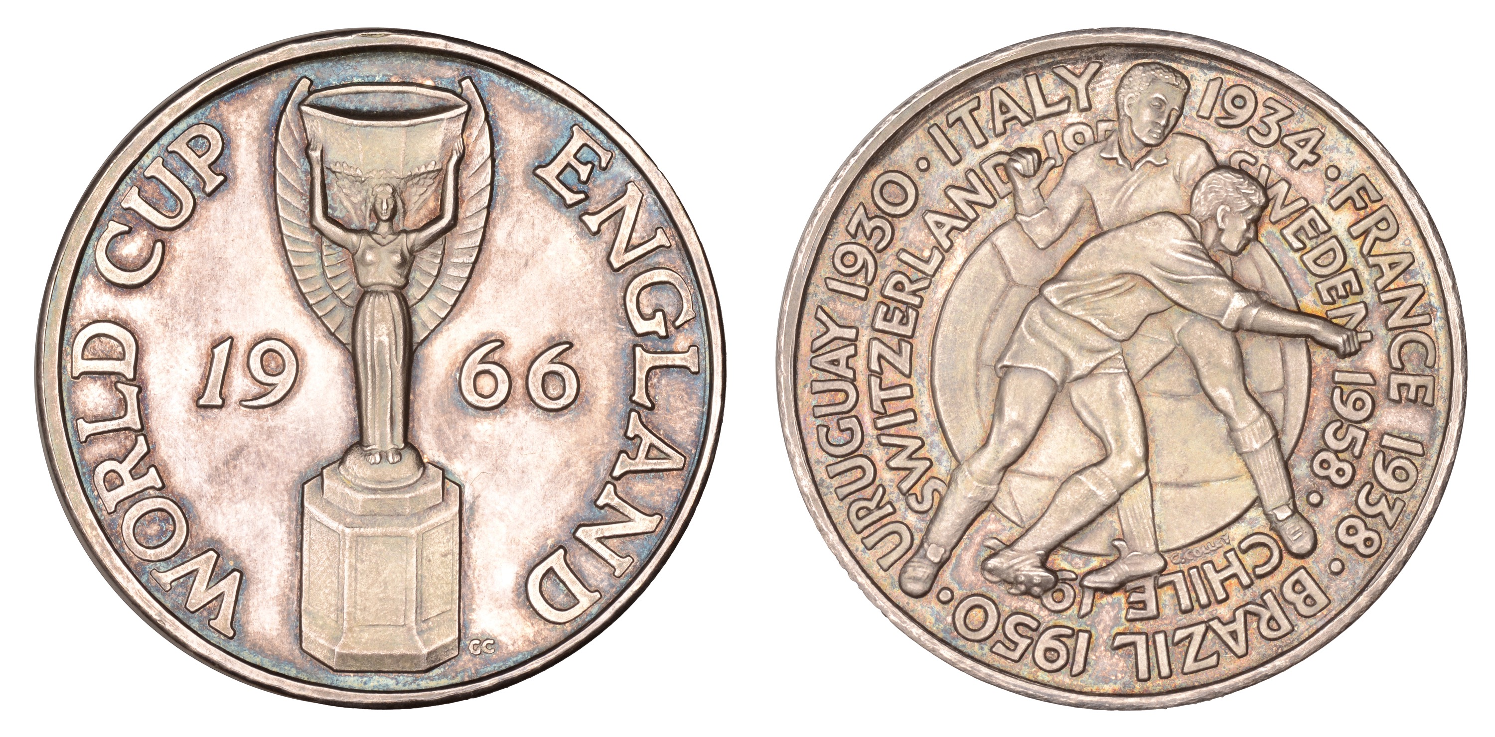 ENGLAND, Football World Cup, 1966, a silver medal by G. Colley for Global Medal Ltd, the Jul...