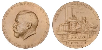 GERMANY, Hoesch-Aktiengesellschaft, Dortmund, 1933, a bronze Loyal Service medal by F. Bagdo...