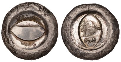 ENGLAND, Fall Out, 1986, a silver medal by M. Appleby for the British Art Medal Society, ell...