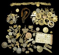 Miscellaneous Militaria Parts. A very useful lot of Victorian military badge parts includin...