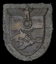 A German Second World War Krim Battle Shield. A nice condition Army Krim Shield with field...