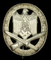 A General Assault Badge. An excellent quality early War silver-plated example retaining all...