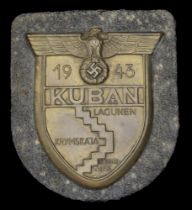 A German Second World War Kuban Battle Shield. A nice condition Kuban Shield on its slightl...