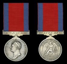 The Waterloo medal awarded to Lieutenant John Coen, 28th Foot, who was slightly wounded at V...