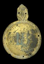 18th (Royal Irish) Regiment Grenadier Company Officer's Shako Plate c.1812-16. A very scarc...