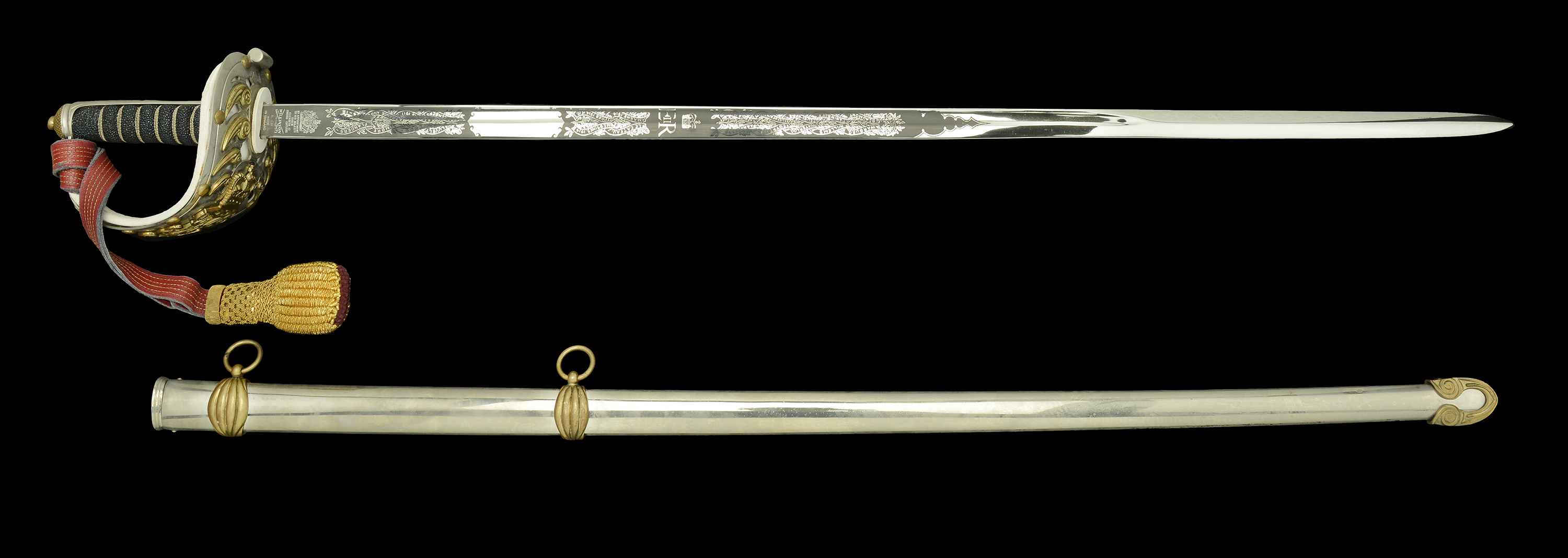 Blues and Royals Officers 1871 Pattern Sword. A post-1953 example by Wilkinson, straight do...